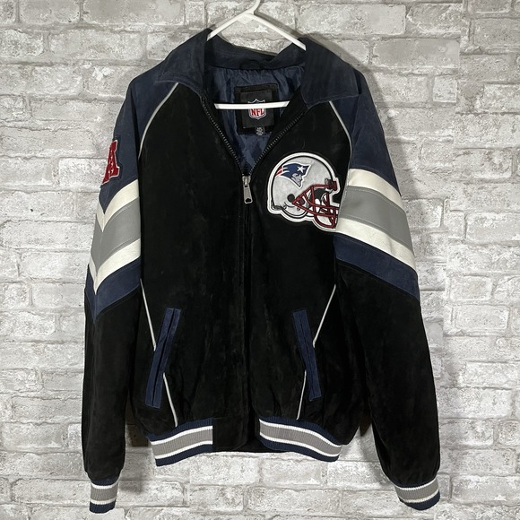 NFL Jackets & Blazers - NFL Men'sNew England Patriots Suede Leather Varsity Jacket Size Large